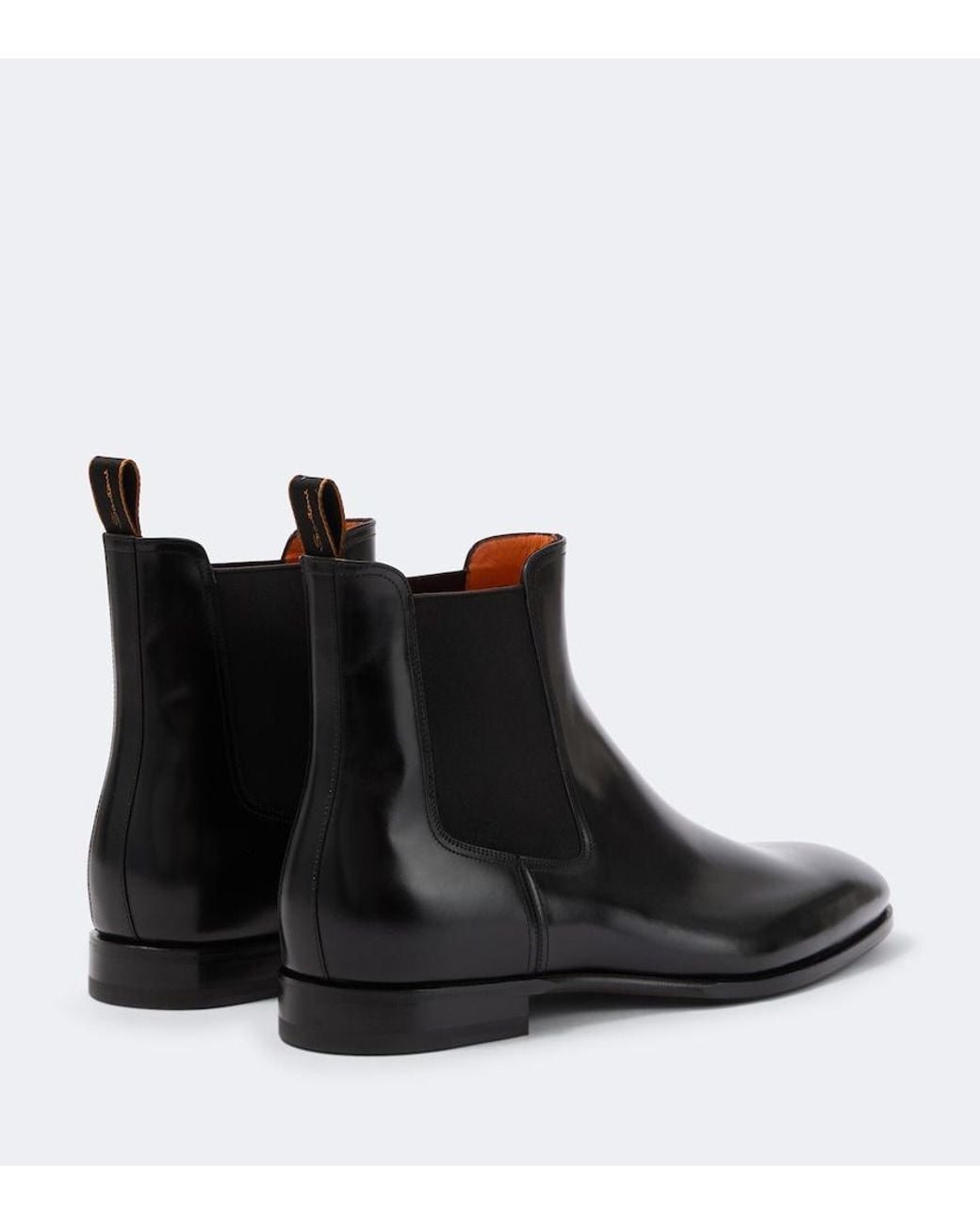 Santoni Black Leather Chelsea Boots for men