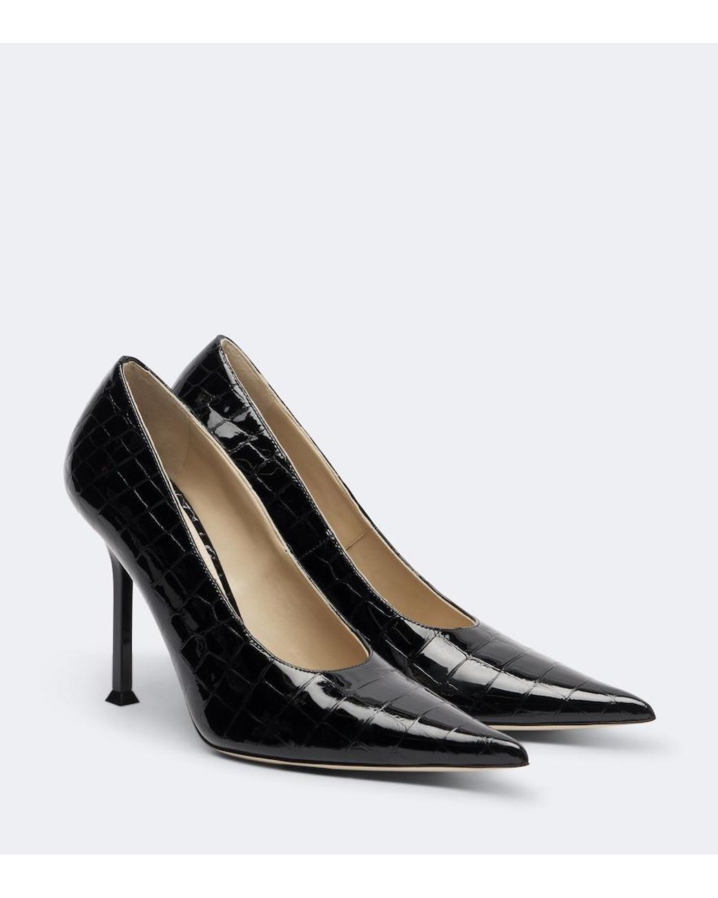Christen Black Helix Snake-Effect Leather Pumps