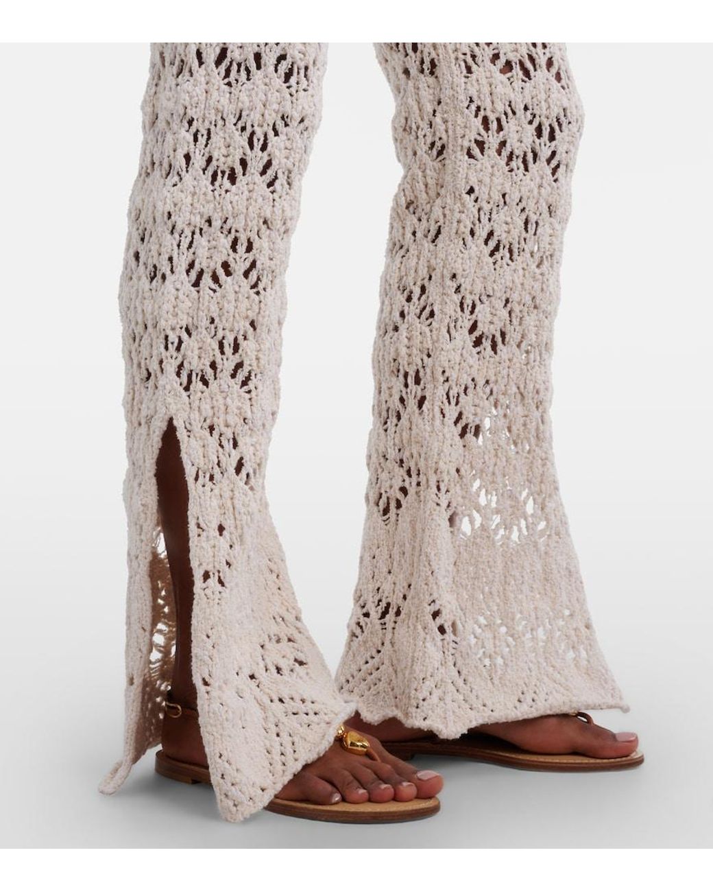 Alanui White Lagoon Romance Crochet Flared Pants