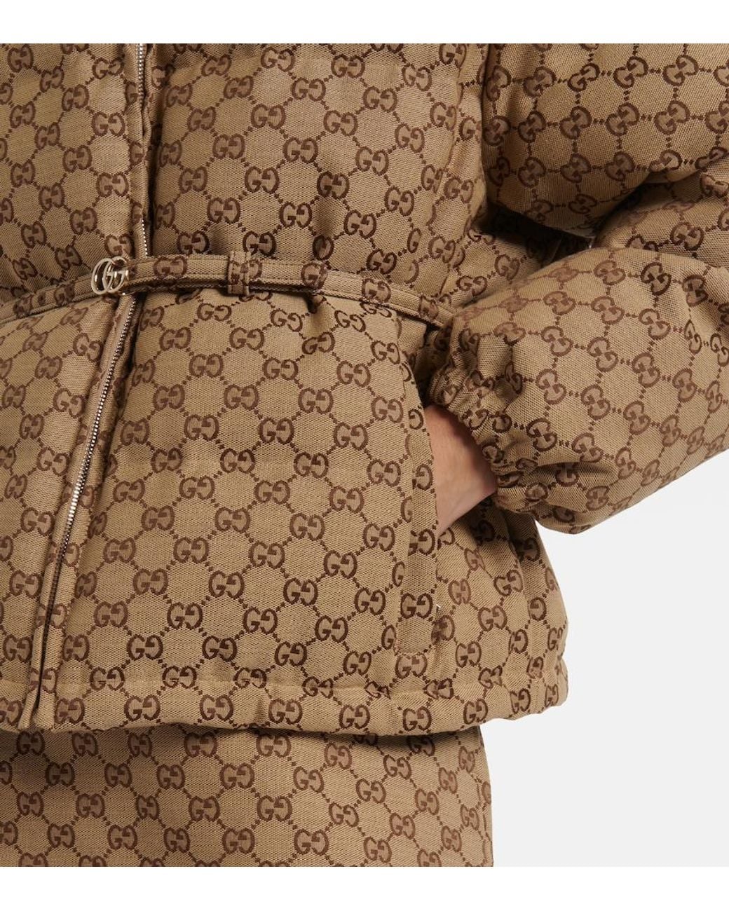 Gucci Brown Gg Canvas Down Jacket