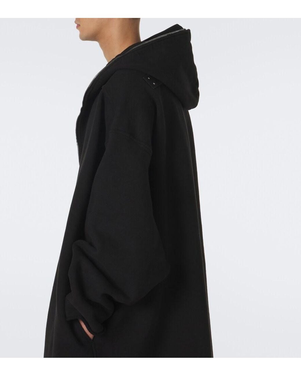 Rick Owens Black Gimp Wide Mac Cotton Overcoat for men