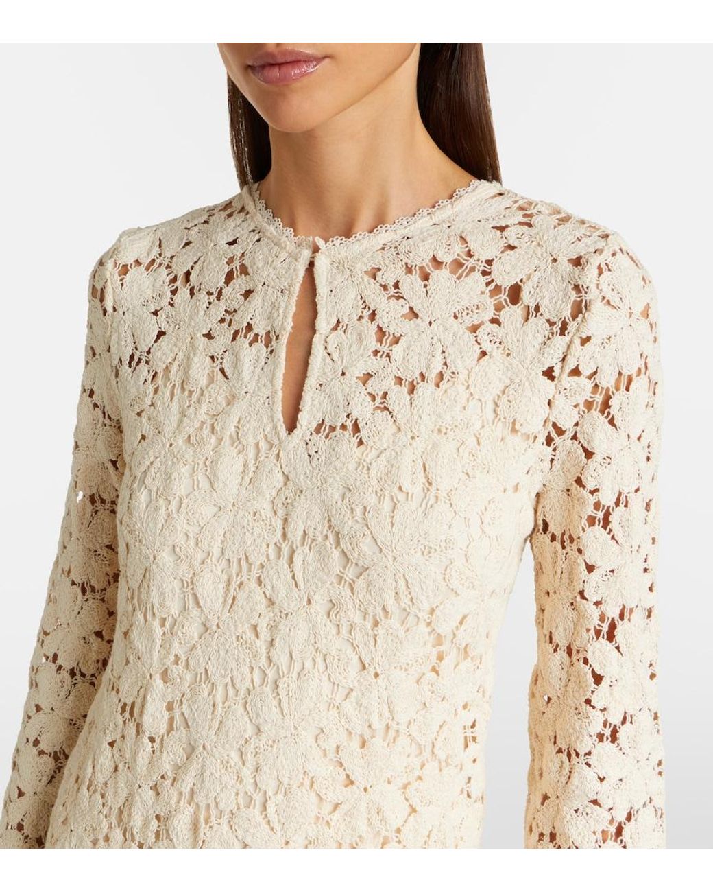Velvet Natural Jovie Cotton-Blend Guipure Lace Midi Dress