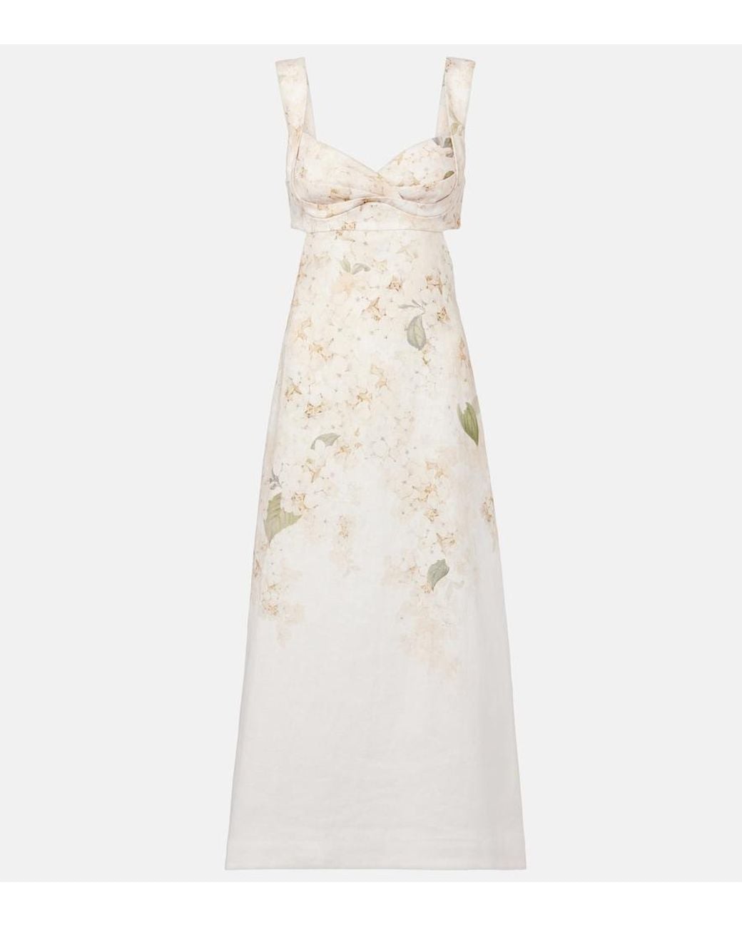 Zimmermann Natural Balance Floral Linen Midi Dress