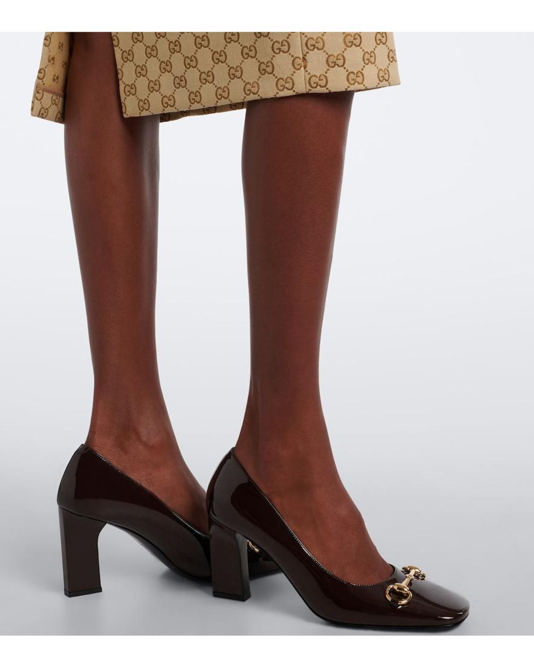 Gucci Black Signora Horsebit Patent Leather Pumps