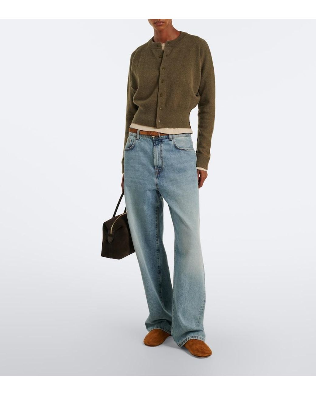 Extreme Cashmere Green N°257 Blouson Cashmere-Blend Cardigan
