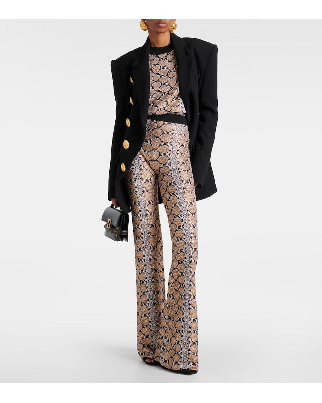 Balmain Multicolor Snake-Effect Jacquard Sweater