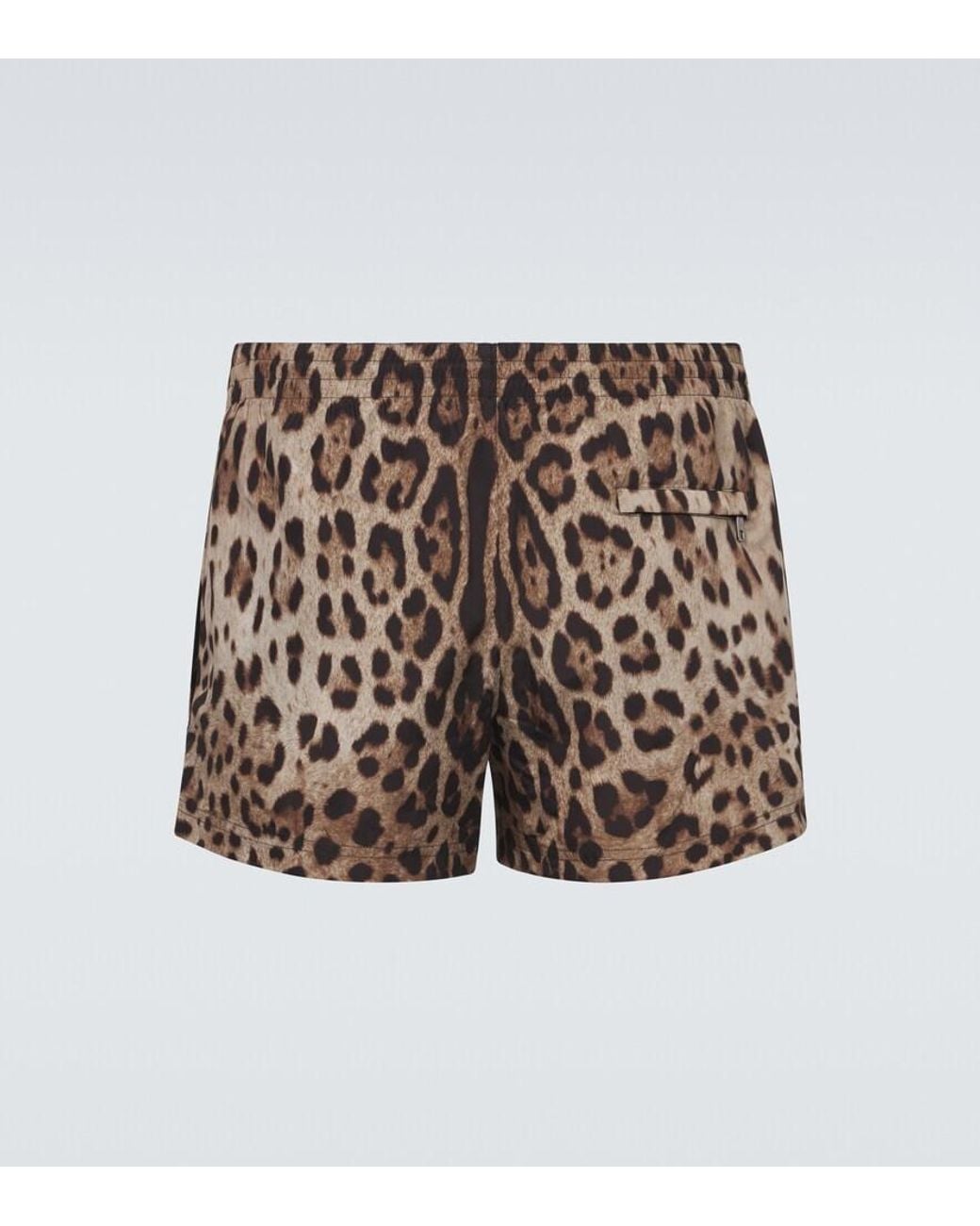 Dolce & Gabbana Brown Leopard-Print Swim Trunks for men