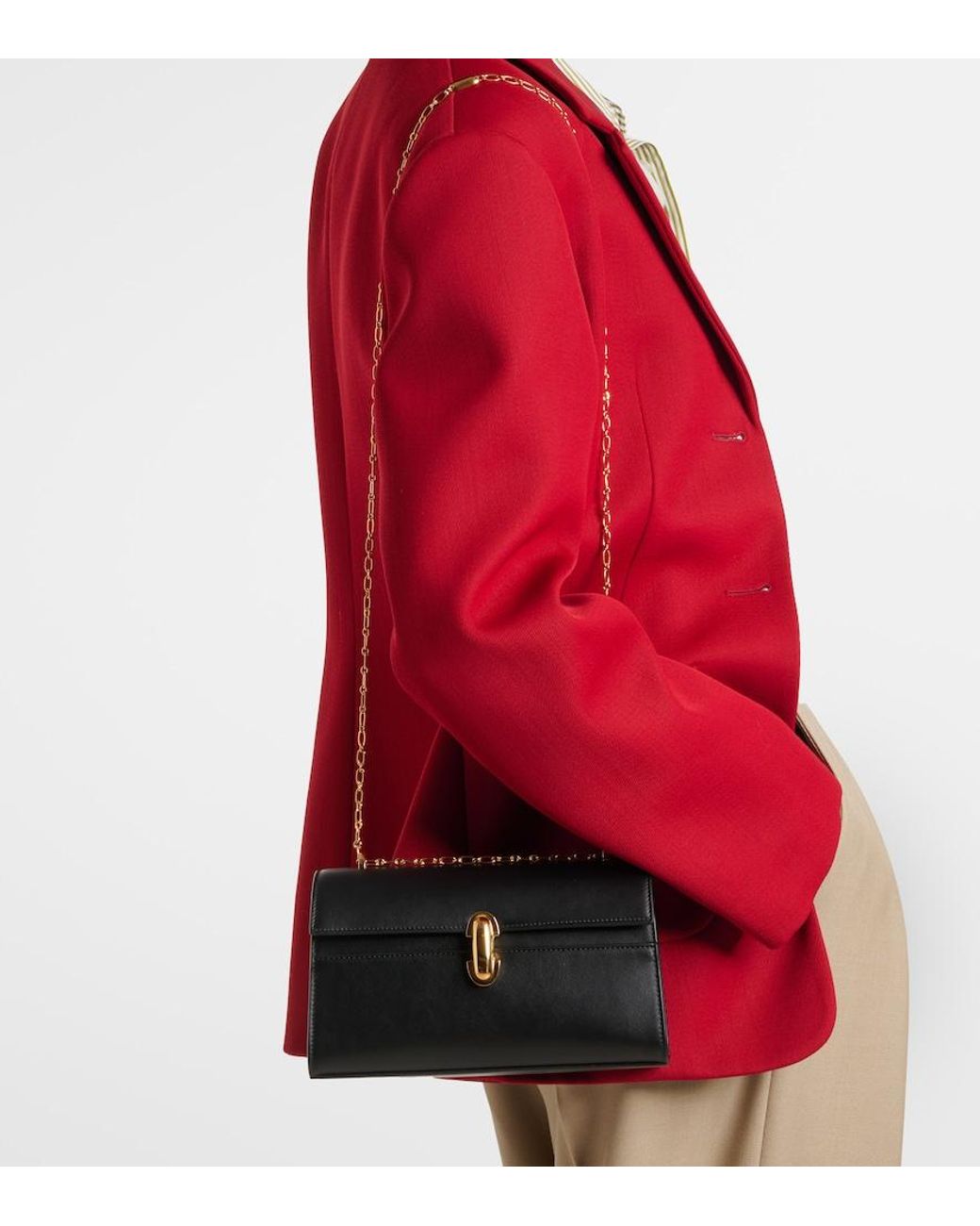 SAVETTE Black Symmetry Chain Mini Leather Crossbody Bag