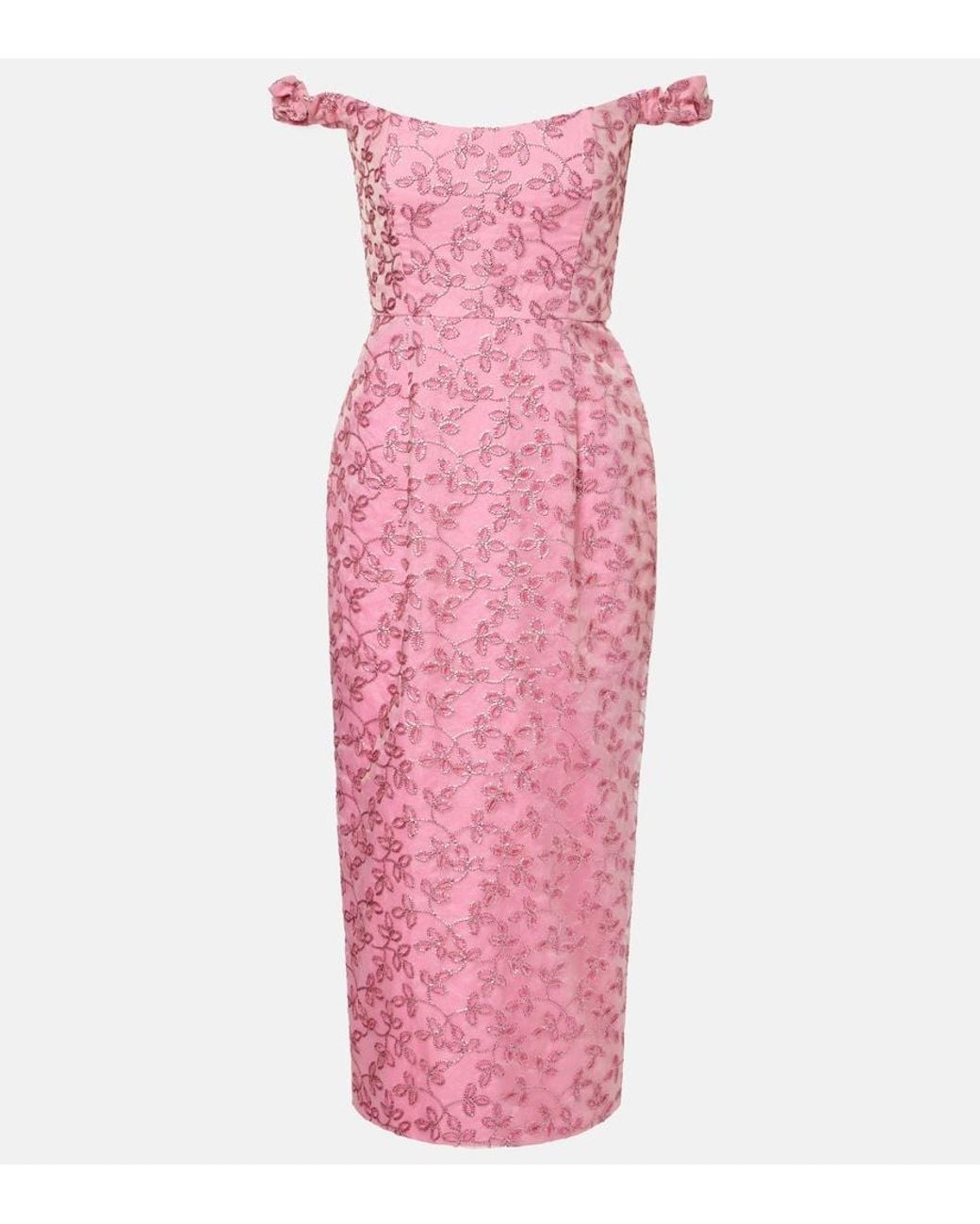 Markarian Pink Amina Sequined Midi Dress