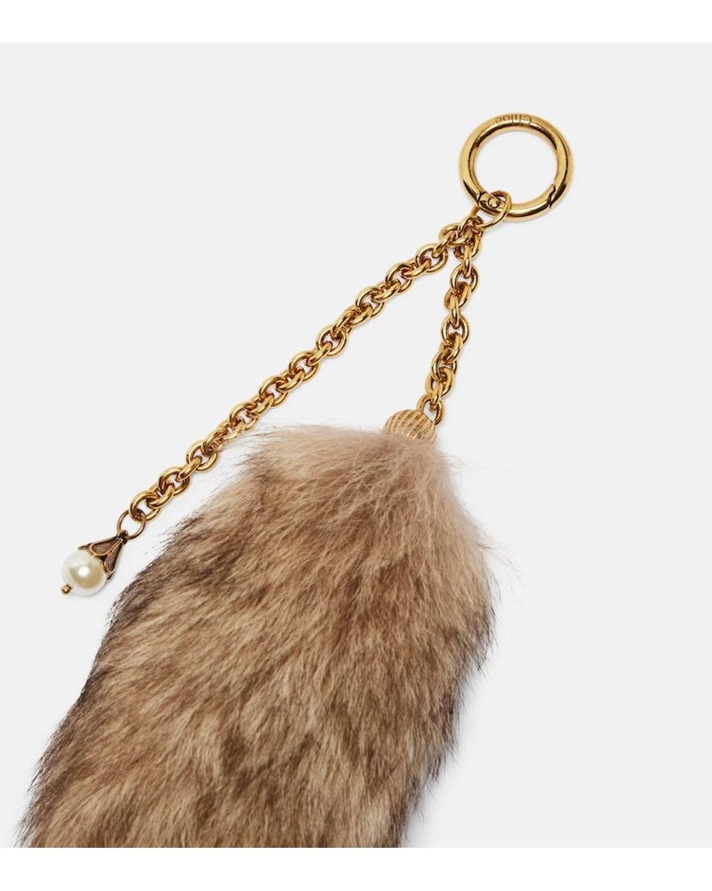Chloé Brown Treasure Tails Shearling Bag Charm