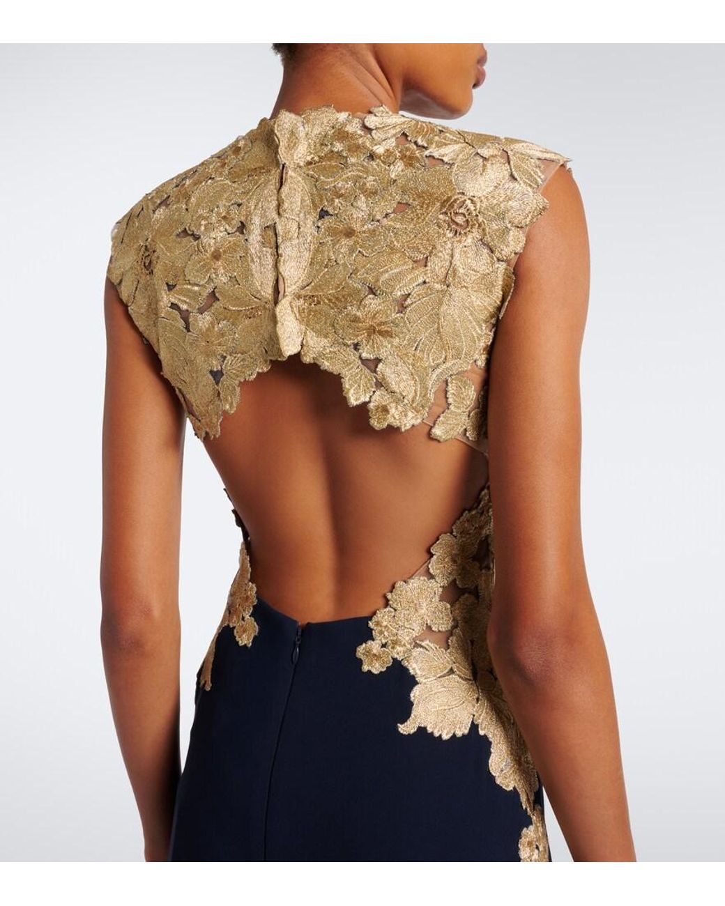 Costarellos Blue Embroidered Gown