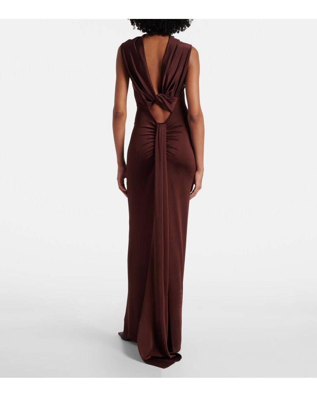 Victoria Beckham Purple Draped Jersey Gown