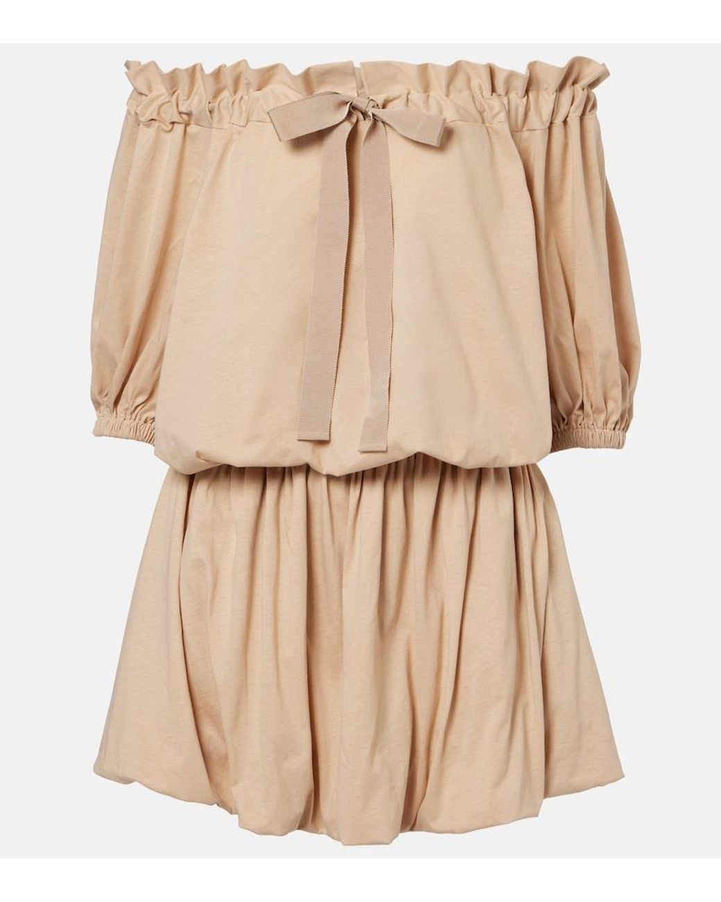 Patou Natural Tie-Neck Cotton Faille Minidress