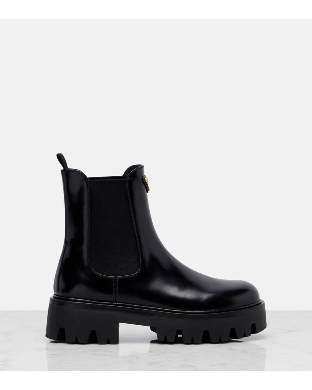 Prada Black Chelsea Boots Aus Leder