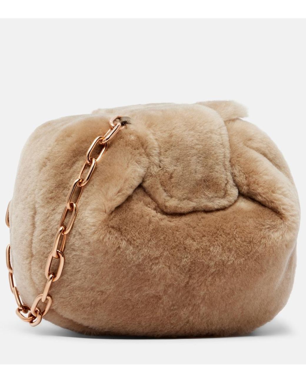 Gabriela Hearst Natural Demi Small Shearling Clutch