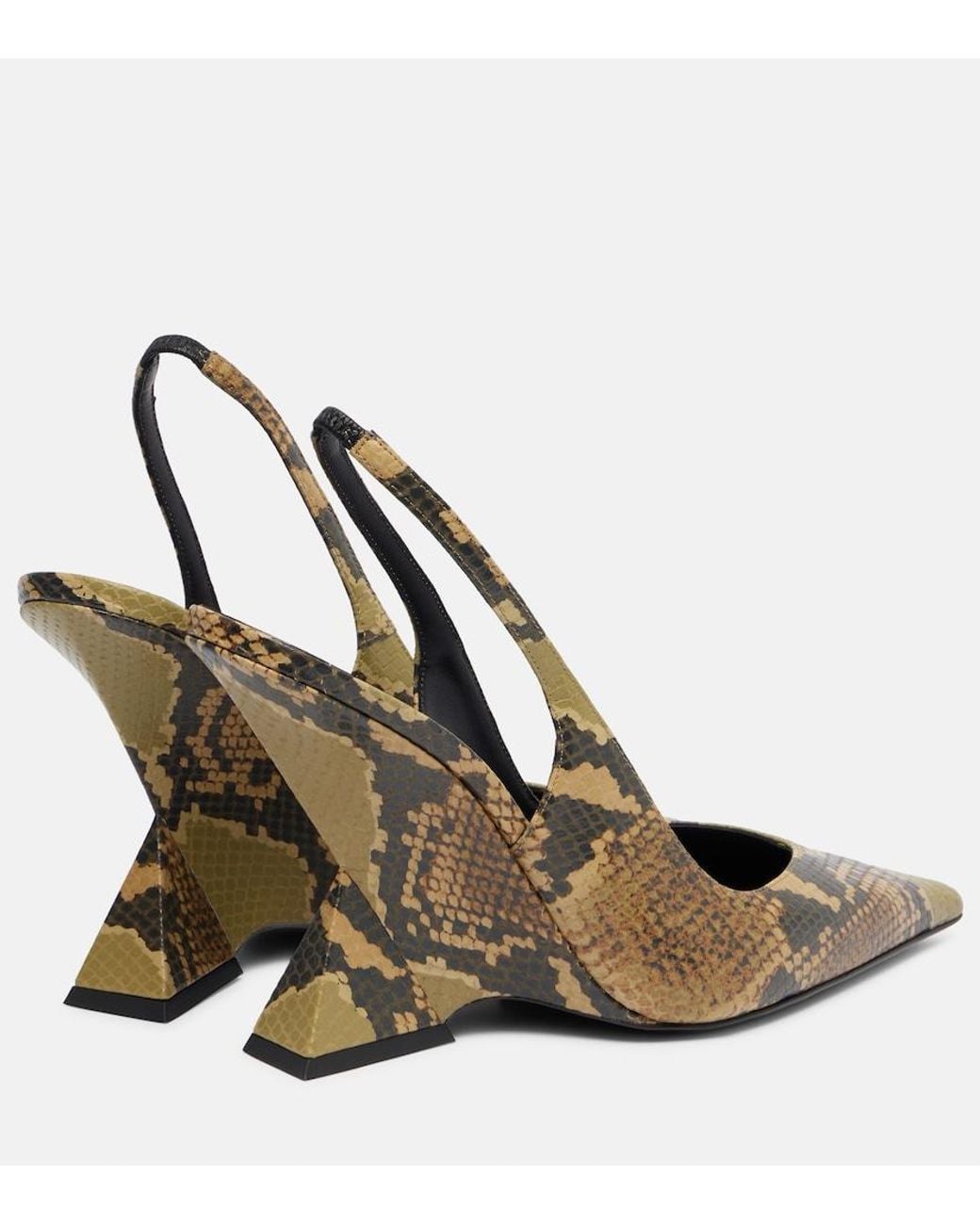 The Attico Brown Cheope 105 Leather Slingback Mules