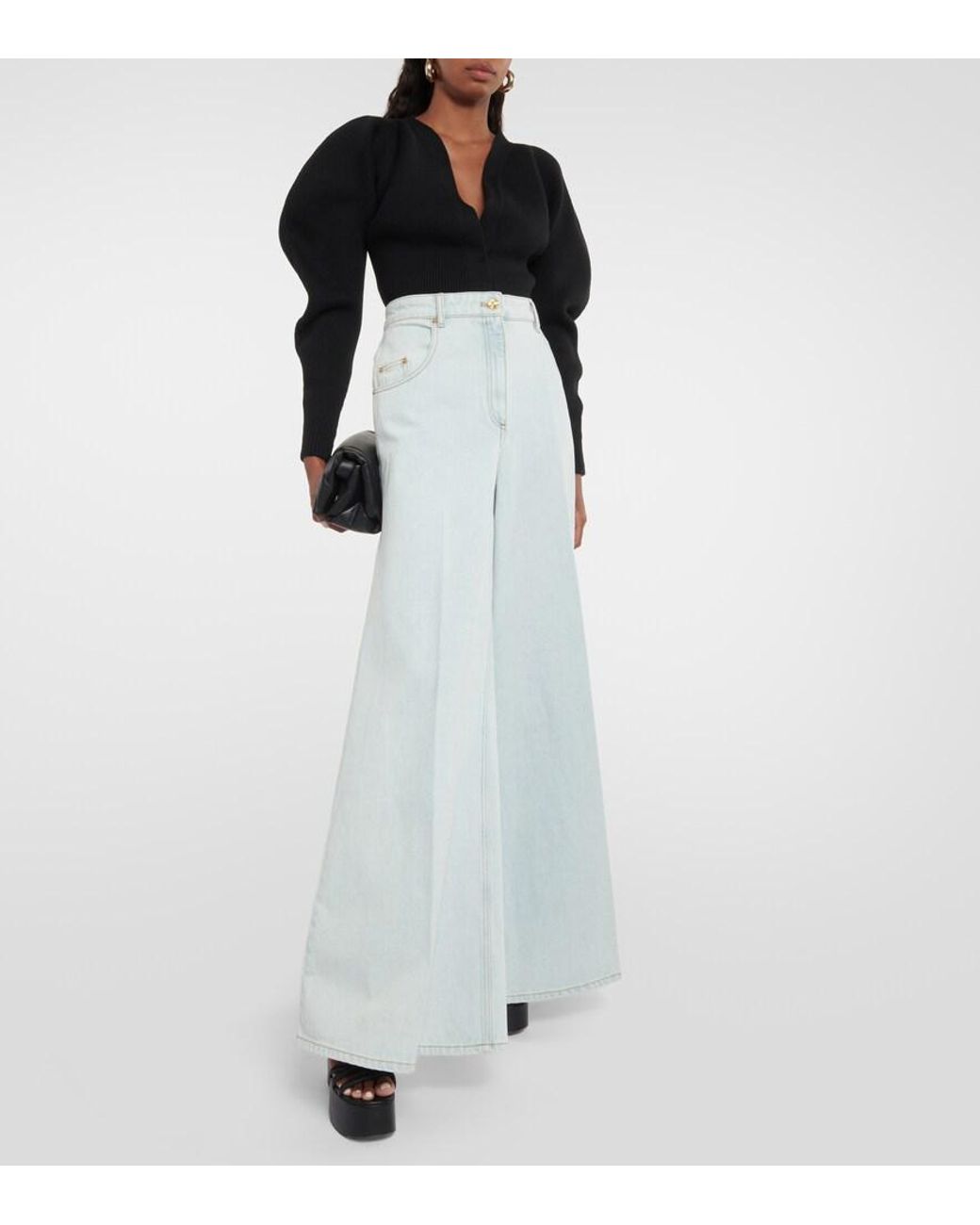 Nina Ricci White High-Rise Flared Jeans