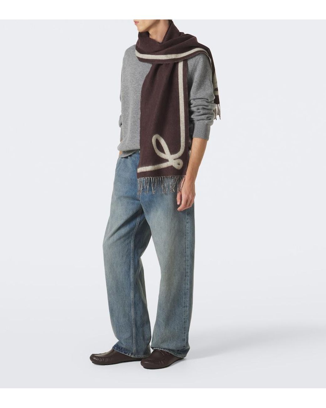 Loewe Brown Wool And Cashmere Scarf for men