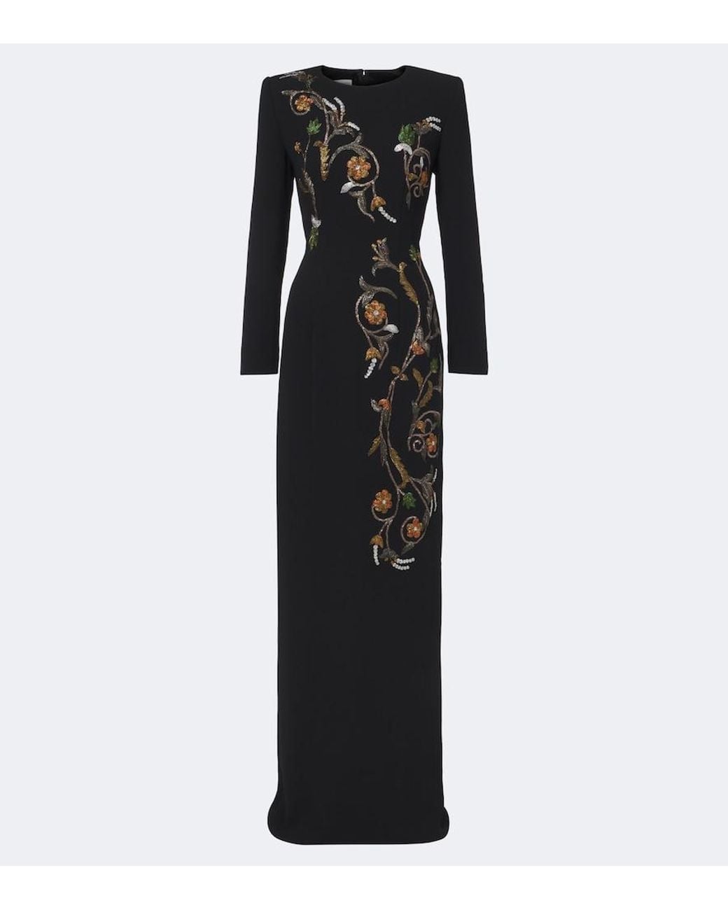 Dries Van Noten Black Floral Embellished Gown