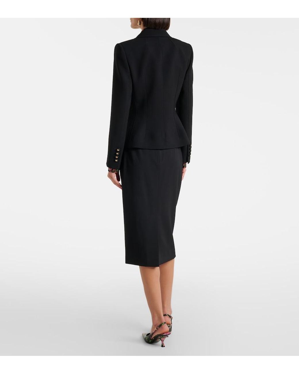 Dolce & Gabbana Black Wool-Blend Pencil Skirt