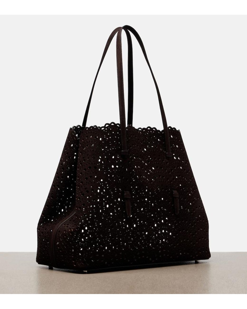 Alaïa Black Mina 37 Large Leather Tote Bag