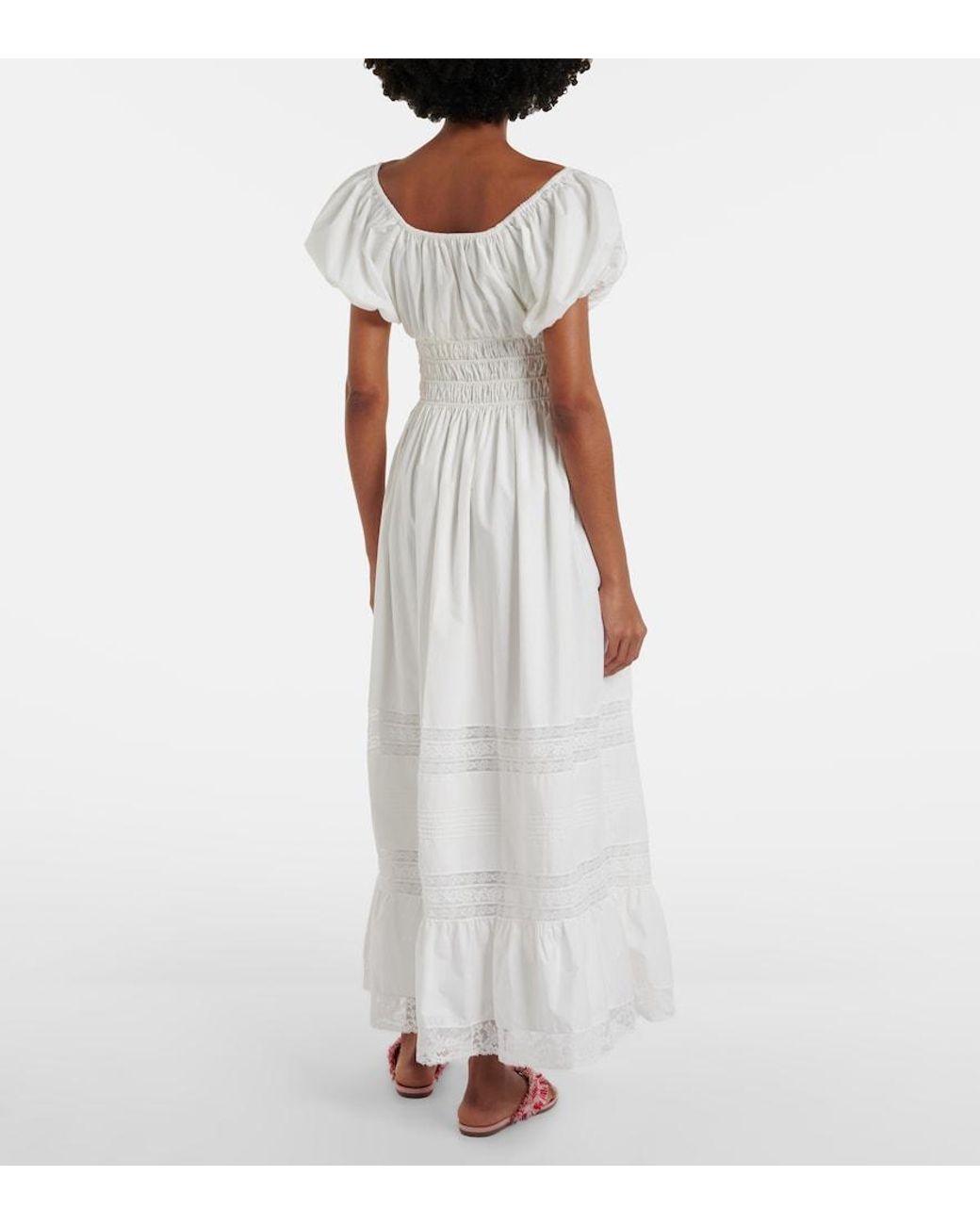 Faithfull The Brand White Elbie Lace-Trimmed Cotton Maxi Dress