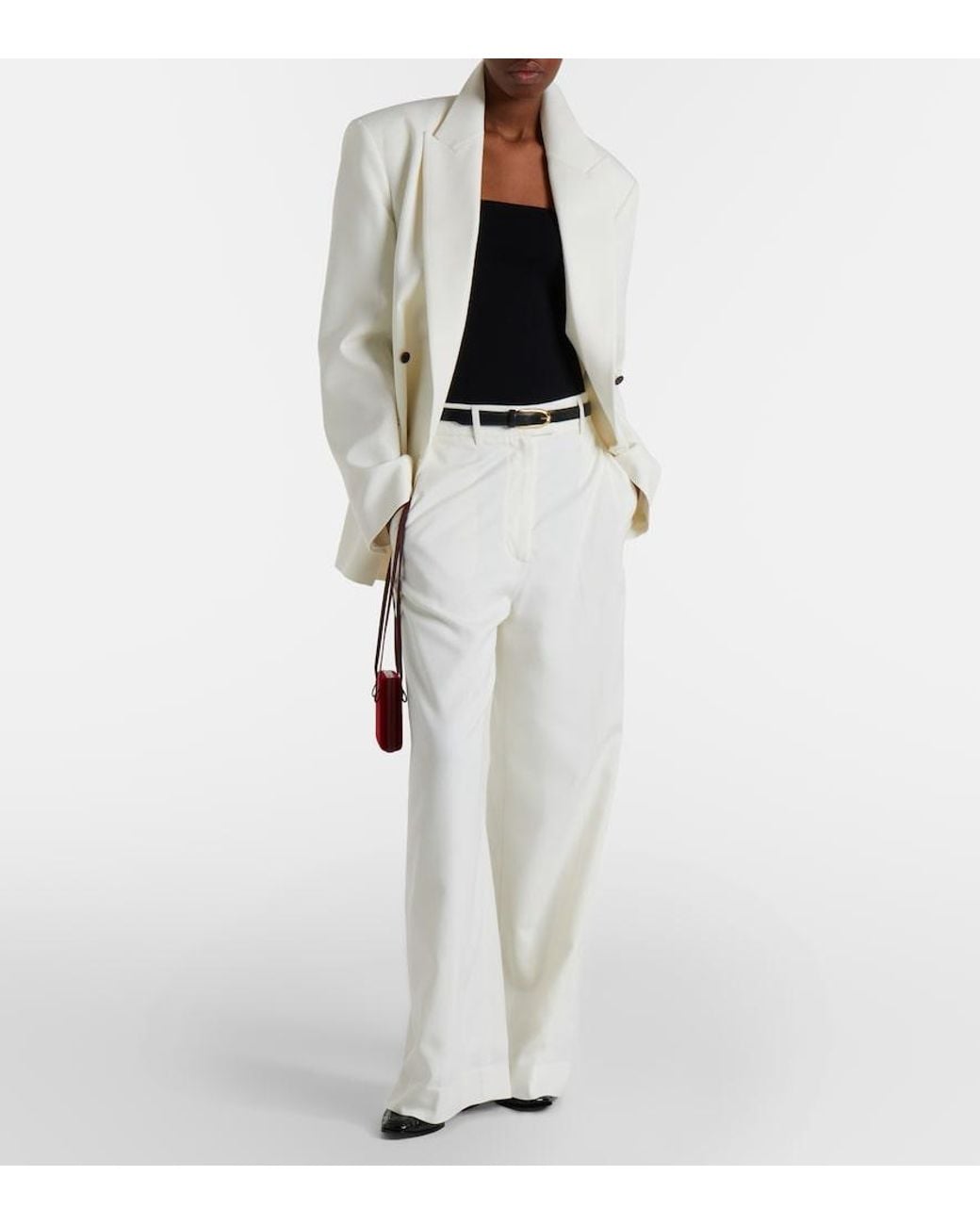 Frankie Shop White Brickell Wide-Leg Pants