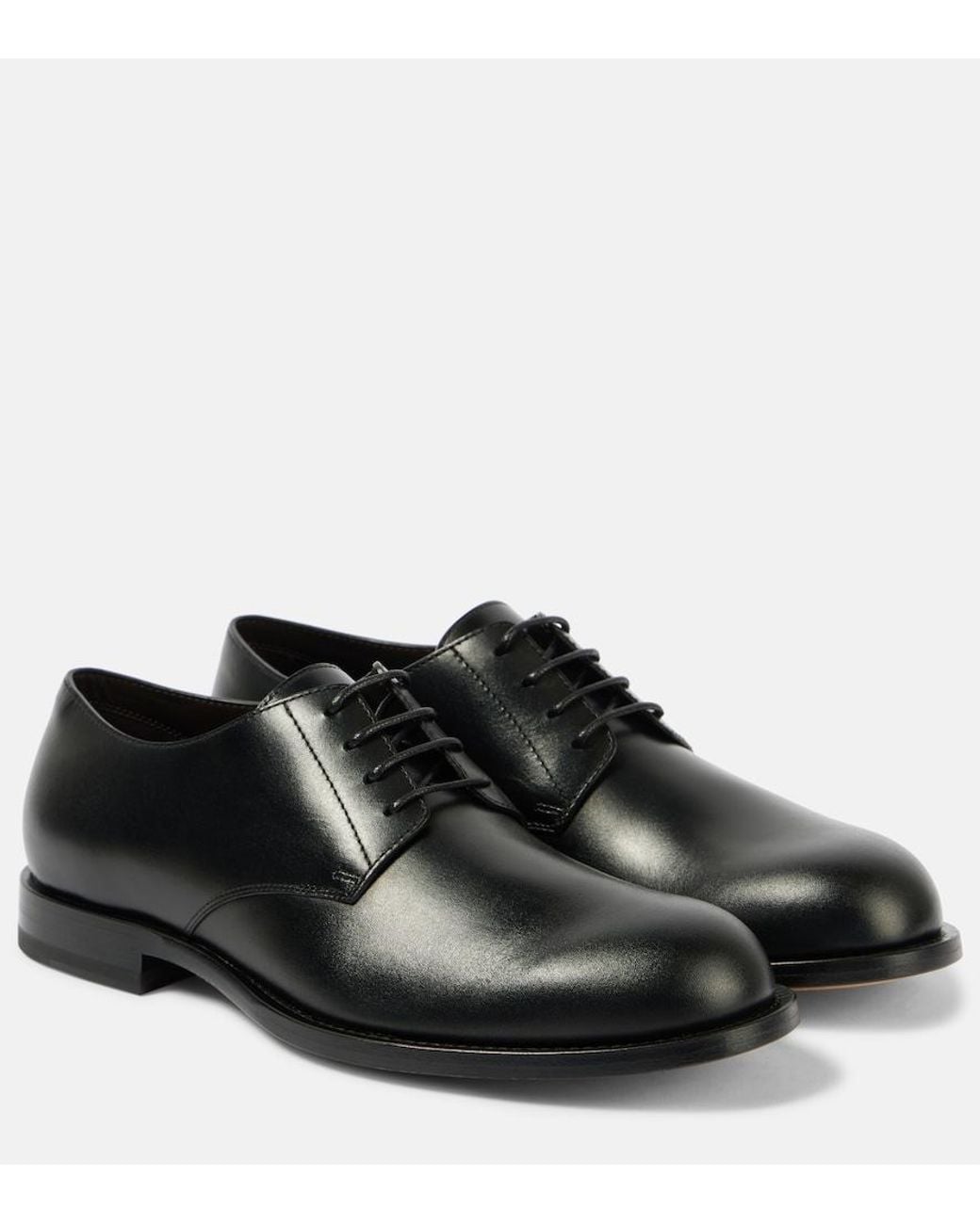 The Row Black Novus Leather Derby Shoes