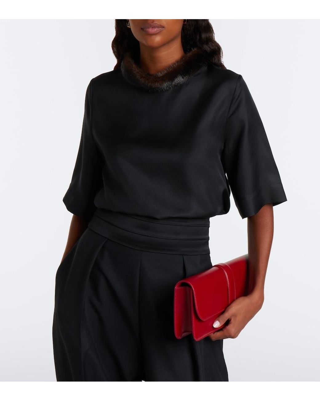 Loulou de Saison Black Dana Silk Twill Top