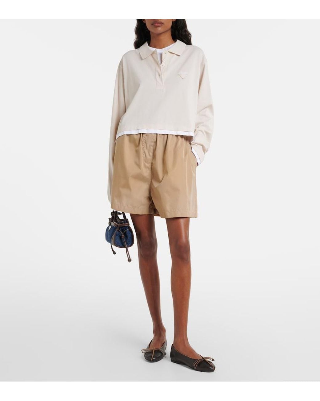 Prada Blue Bonnie Small Denim Top-Handle Bag