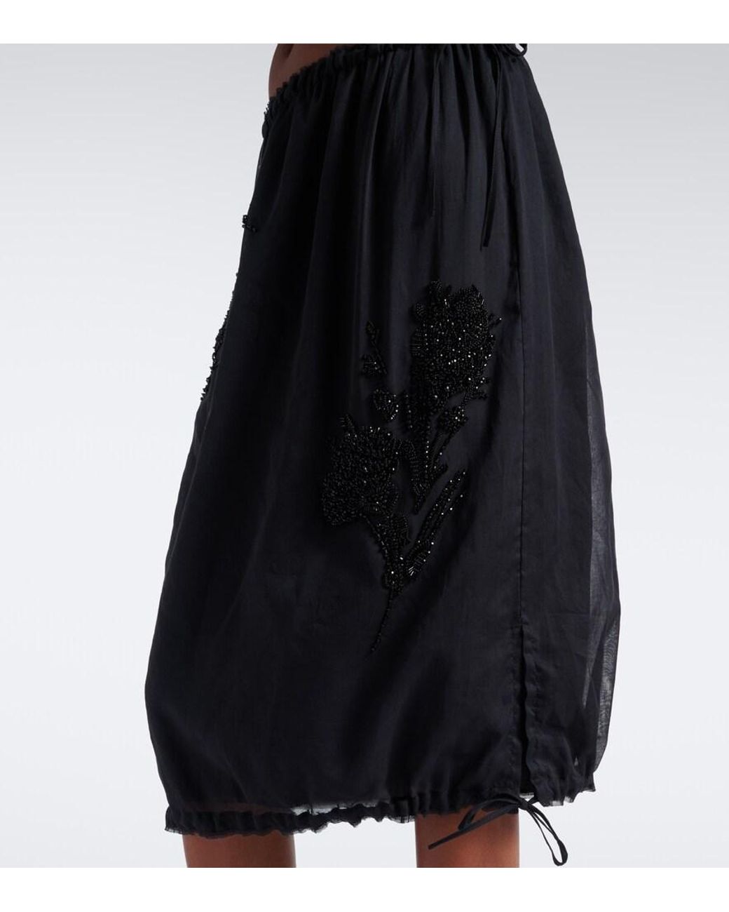 Prada Black Embellished Midi Skirt