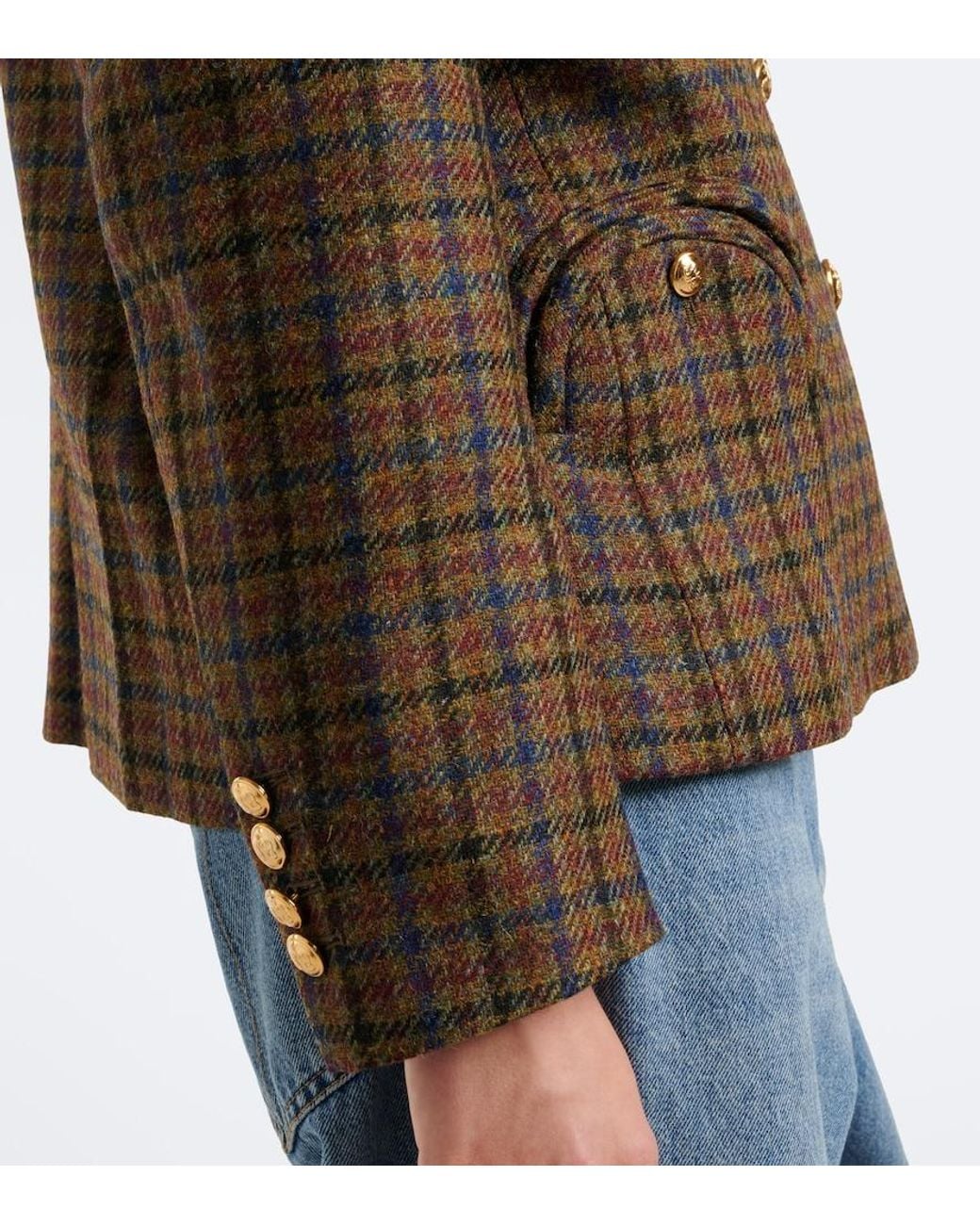 Blazé Milano Brown Amandira Shelley Checked Virgin Wool Blazer