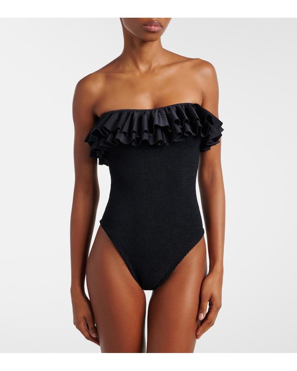 Hunza G Black Eloise Ruffled Swimsuit