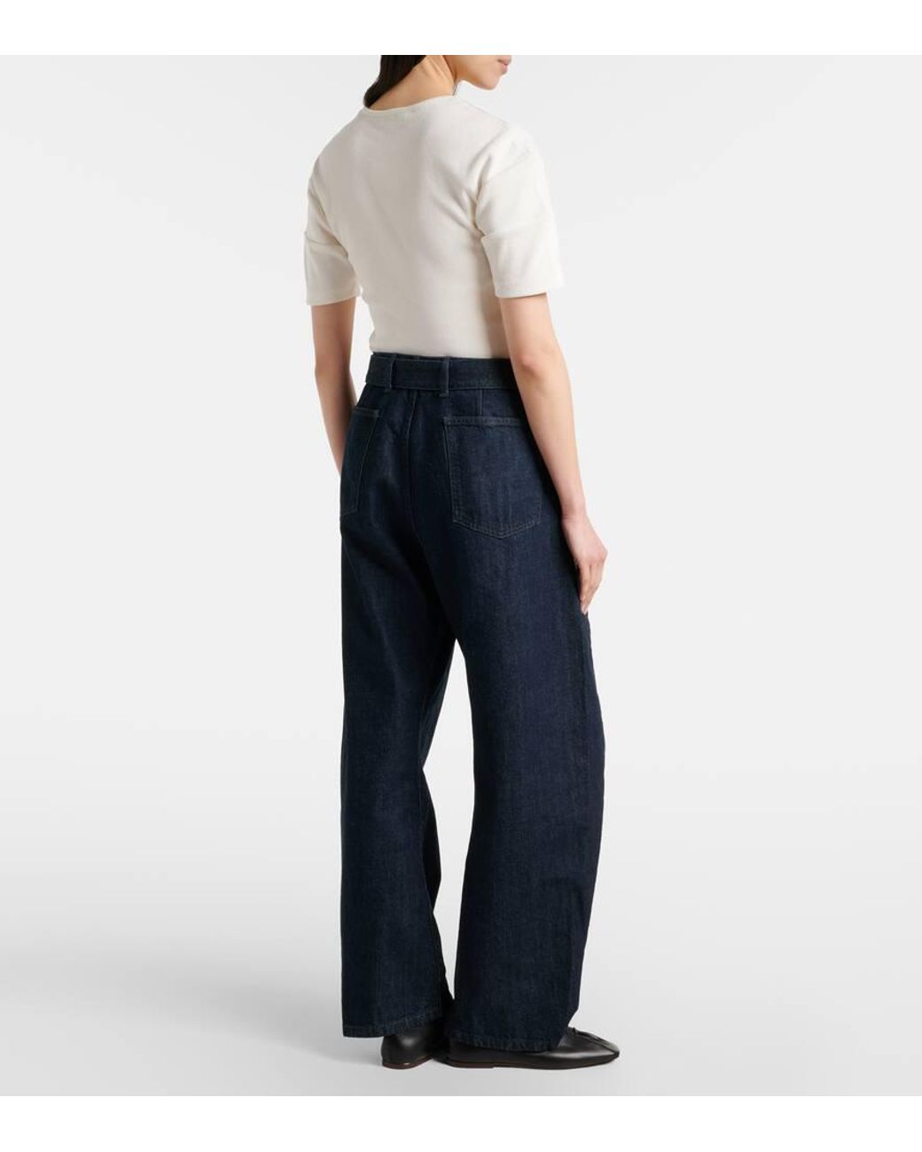 Lemaire Blue Twisted Belted Barrel-Leg Jeans