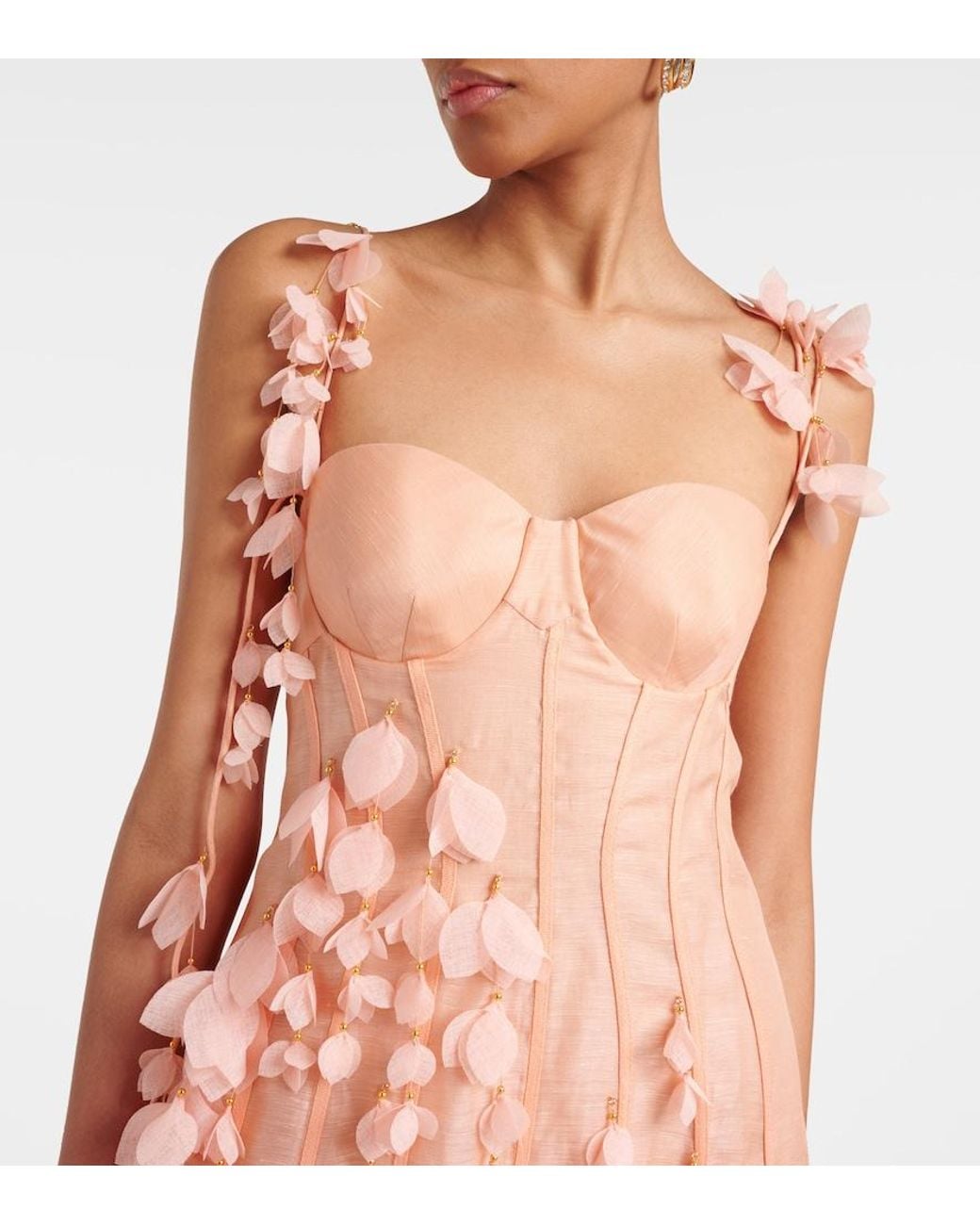 Zimmermann Pink Dawning Linen And Silk Midi Dress