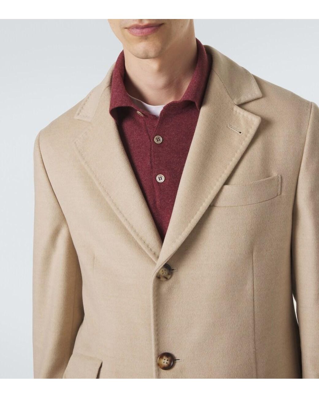 Brunello Cucinelli Natural Virgin Wool Coat for men