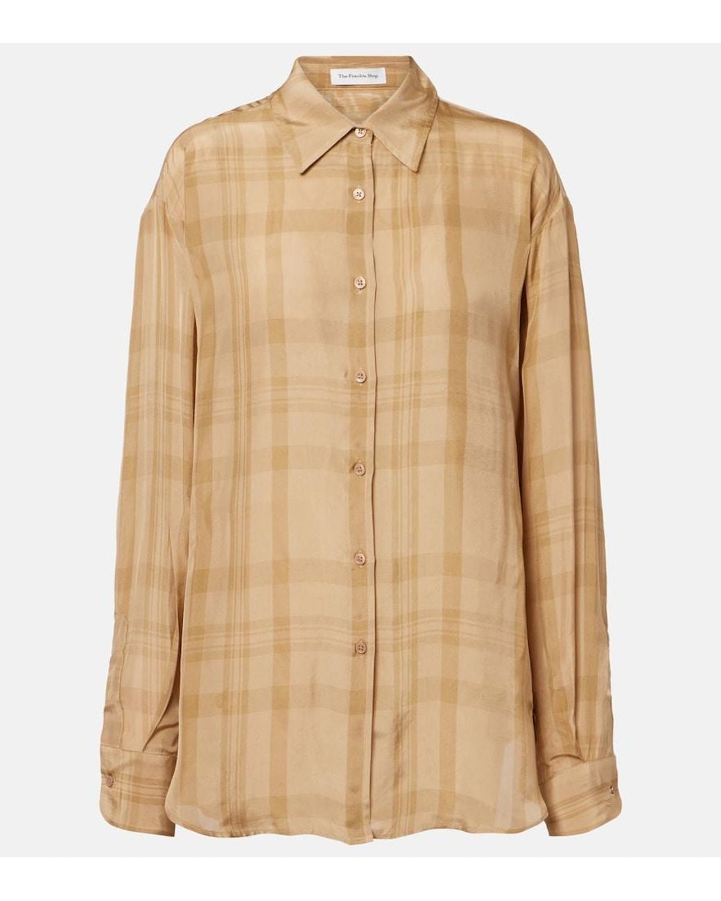 Frankie Shop Natural Peri Checked Twill Shirt