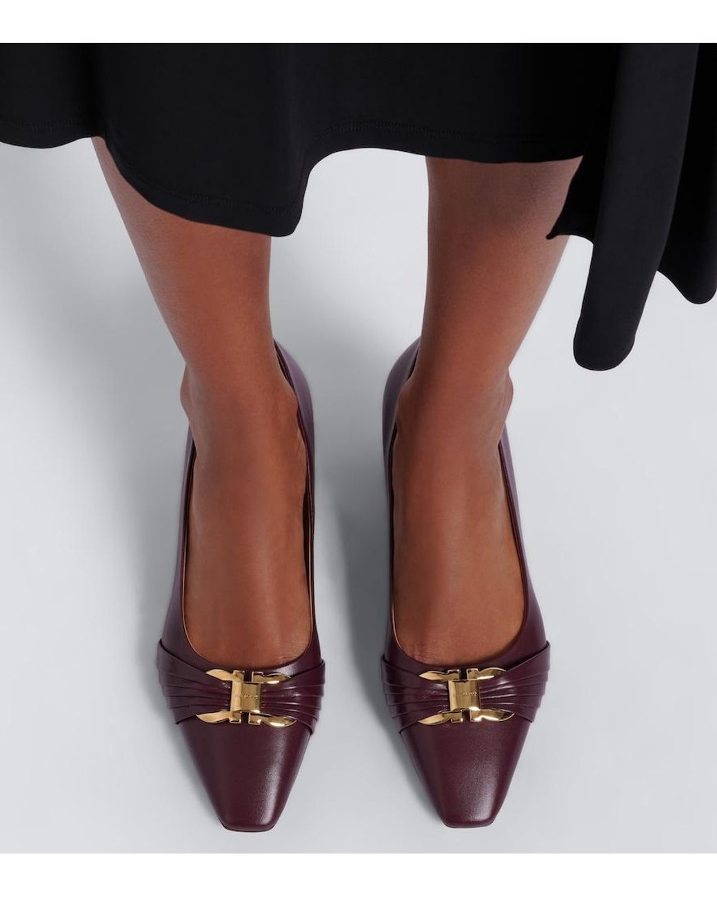 Ferragamo Brown Tillya Leather Pumps