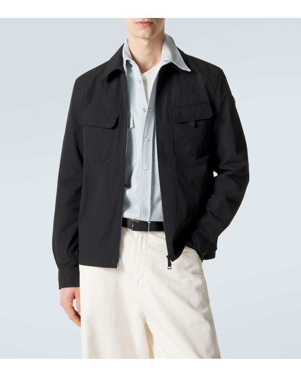 Moncler Black Seersucker Overshirt for men