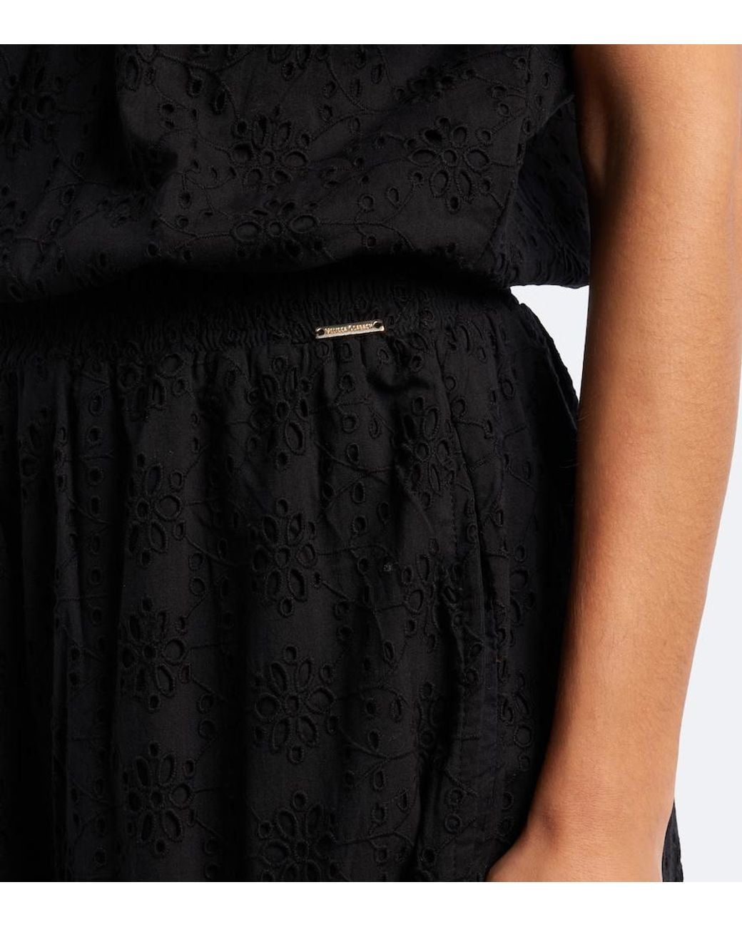 Melissa Odabash Black Larna Broderie Anglaise Cotton Midi Dress