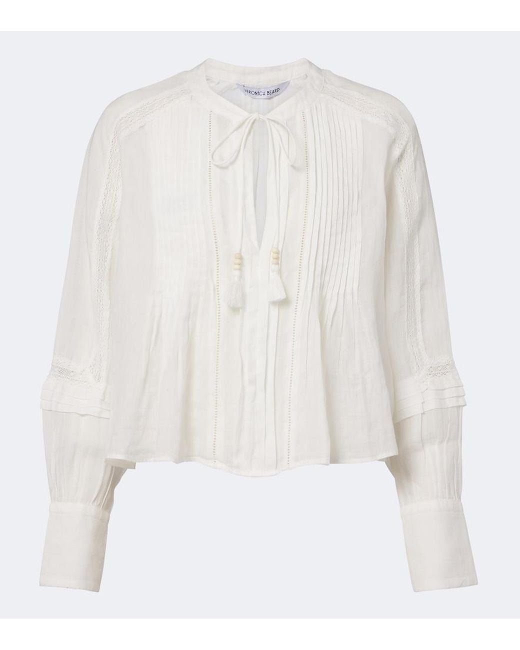 Veronica Beard White Sawyer Ramie Blouse