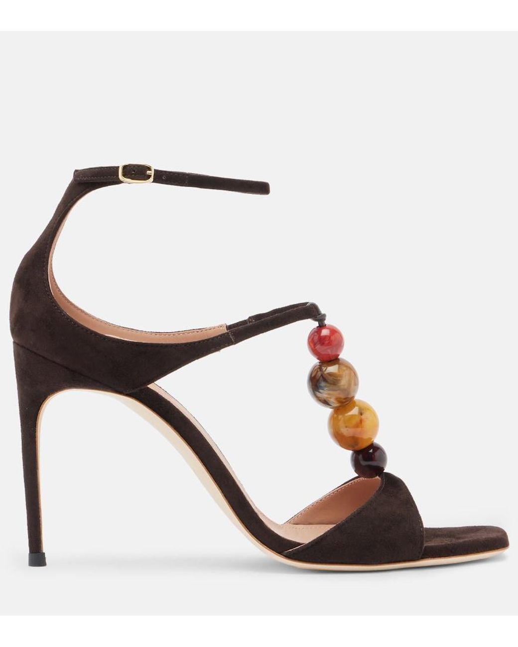 Malone Souliers Brown Lena Beaded Suede Sandals
