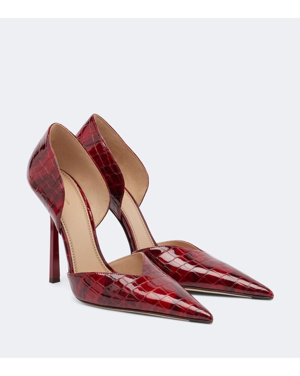 Victoria Beckham Red Victoria Croc-Effect Leather Pumps
