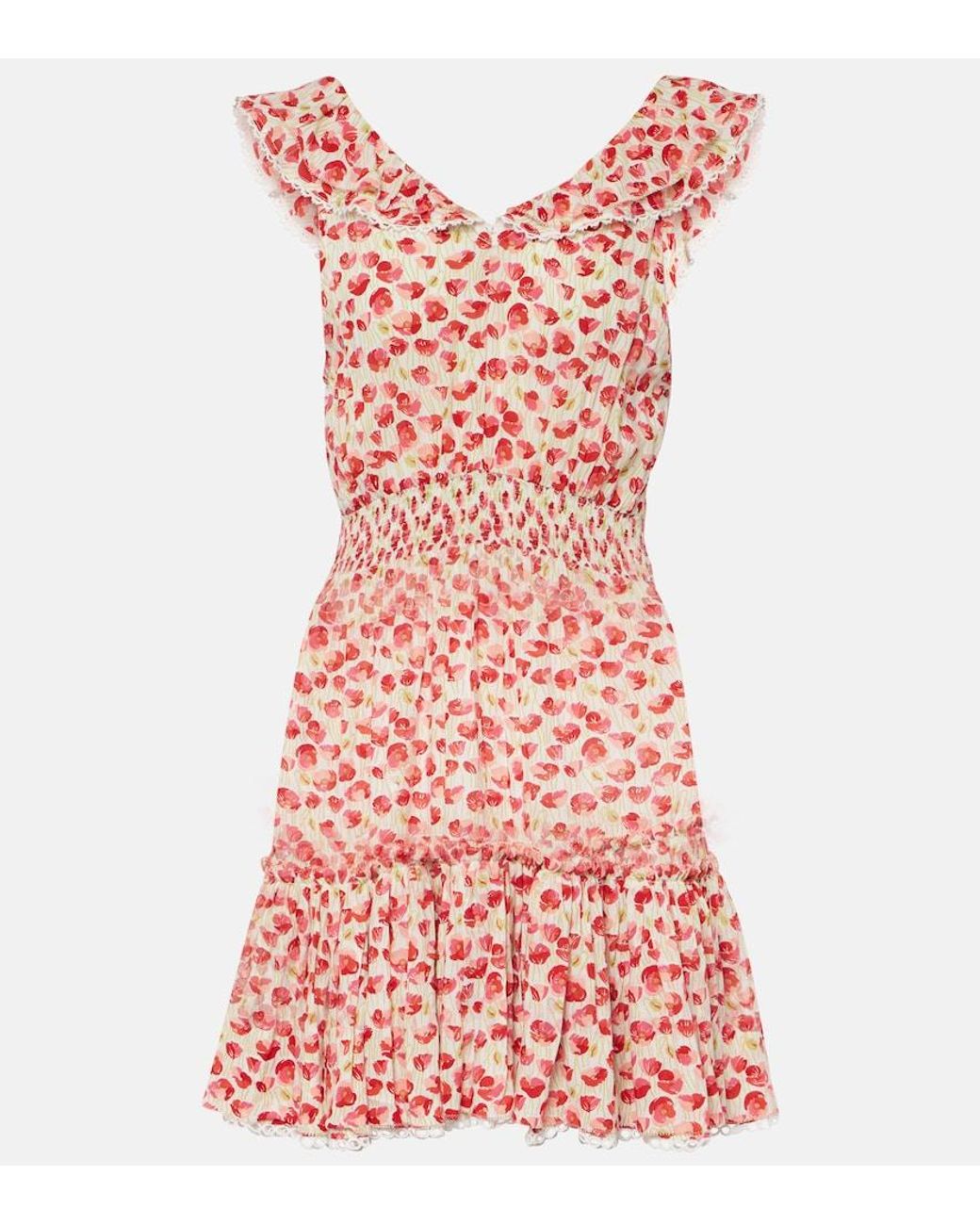 Poupette Red Bruna Polka-Dot Ruffled Minidress