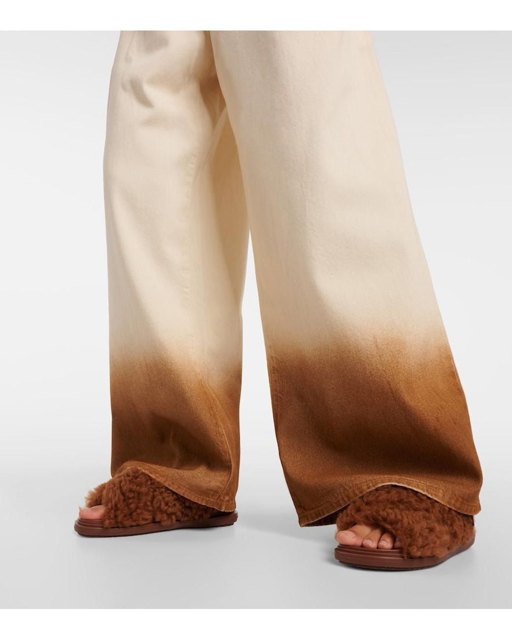 Alanui Natural High-Rise Wide-Leg Jeans