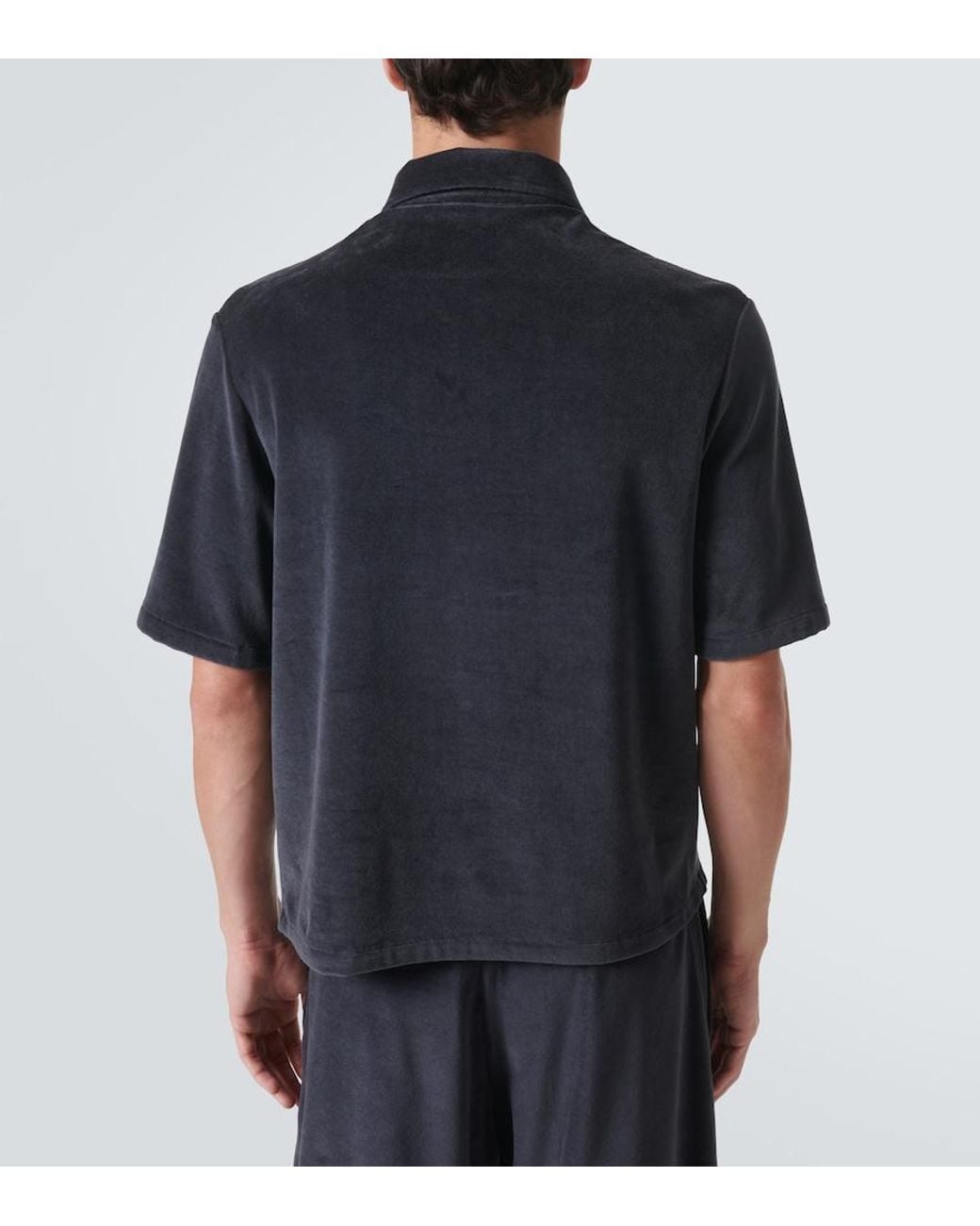 Loro Piana Black Murano Cotton And Silk Velour Polo Shirt for men