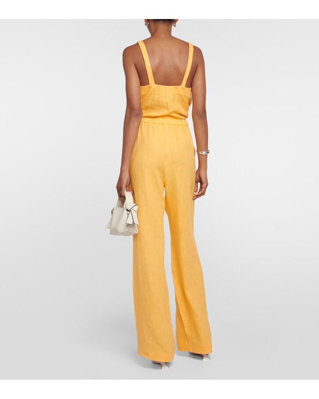 Nanushka Orange Straight-Leg Linen Pants