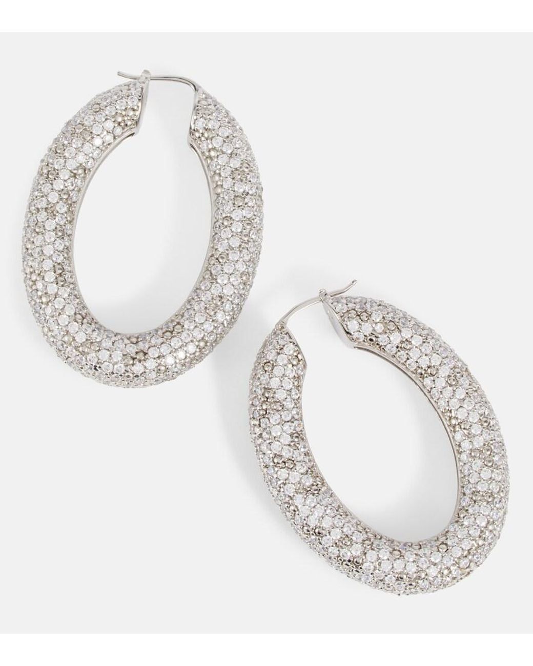 Jil Sander White Crystal-Embellished Hoop Earrings