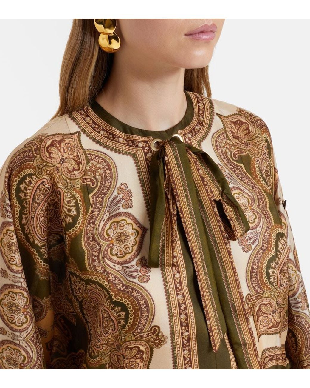 Zimmermann Natural Mahon Paisley Silk Midi Dress