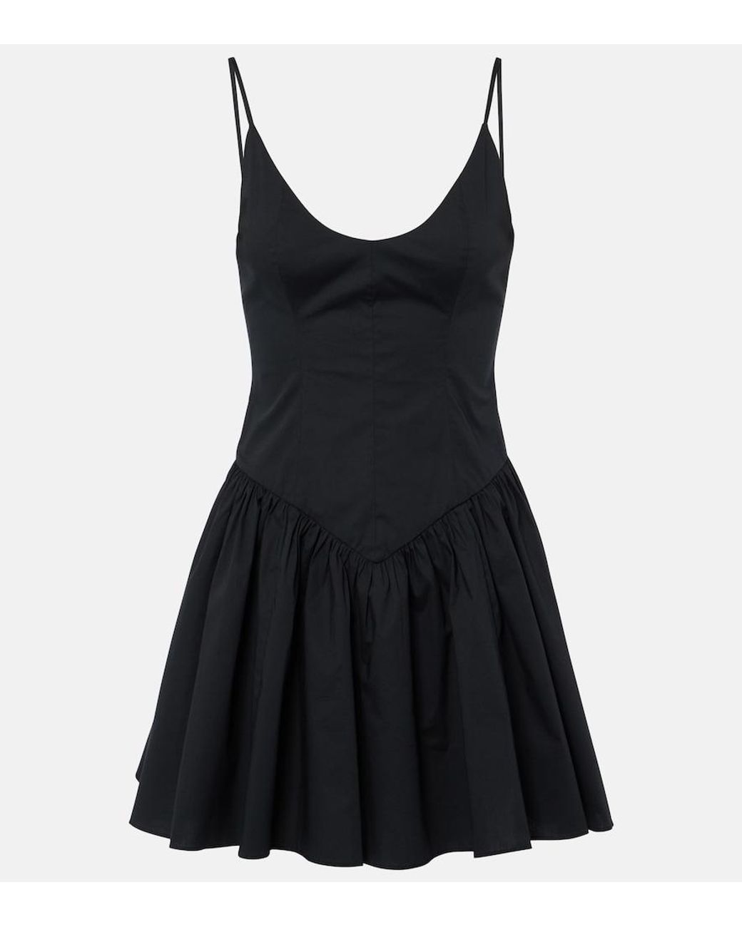 Staud Black Dena Cotton Poplin Minidress
